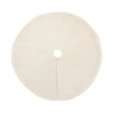Glitzhome&reg; 48" White Plush Christmas Tree Skirt