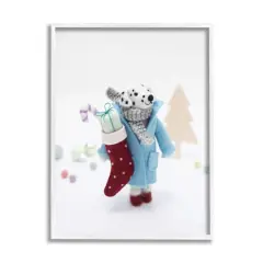 Stupell Industries Dalmatian Christmas Stocking Scene Framed Giclee Art White