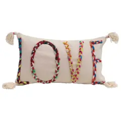 Love Chindi Appliqued Cotton Pillow
