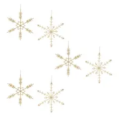 12.25" Gold Beaded Metal Snowflake Ornaments Set