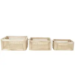 Light Brown Rattan Woven Basket with Rope Handles, 3ct.