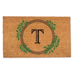 Laurel Circle Monogram Door Mat T