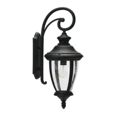 Hello Honey&reg; Robert Stevenson Lighting Prestwick Matte Black Metal & Glass Outdoor Light