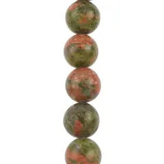 Green & Orange Unakite Round Beads, 10mm by Bead Landing&trade;