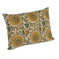 Hello Honey&reg; 20" x 14" Green & Yellow Verdant Charm Linen Lumbar Pillow