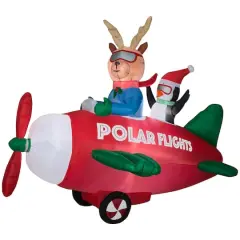 7ft. Airblown&reg; Inflatable Animated Reindeer in Airplane