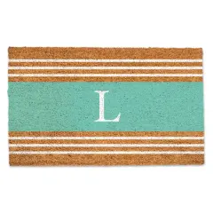 Teal Monogram Stripe Doormat L