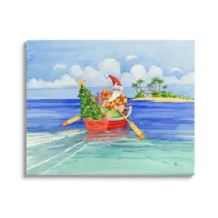 Stupell Industries Santa's Delivery Tropical Christmas Boat Canvas Wall Art