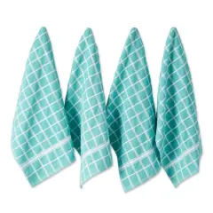 DII&reg; Solid Windowpane Terry Dishtowels, 4ct. Aqua