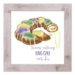 Nothing King Cake Can't Fix Western White Framed Print