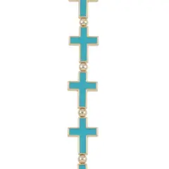 Blue Enamel Metal Cross Beads, 21mm by Bead Landing&trade;