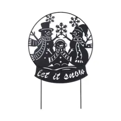 Glitzhome&reg; 30" Christmas Metal Silhouette Snowman Family Yard Stake or Wall Decor