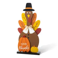 Glitzhome&reg; 31" Thanksgiving Wooden Turkey Porch D&eacute;cor