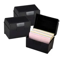 Oxford&reg; Black Plastic 4" x 6" Index Card Boxes, 3ct.