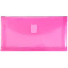 JAM Paper Fuchsia Pink Clear Pencil Pouches with Hook & Loop Closure, 12ct.