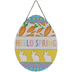 Hello Spring Colorful Easter Egg Wooden Wall Sign
