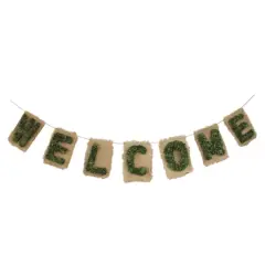 6ft. Cozy Twine Brown & Green "Welcome" Hanging Wall Decoration