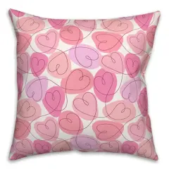 Pink Interconnected Valentine's Day Heart Throw Pillow