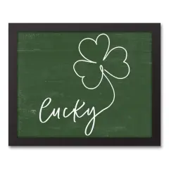 Lucky Script 15.73" x 12.73" Black Framed Canvas