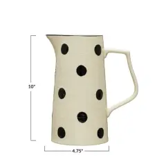 Hello Honey&reg; Ivory & Black Polka Dot Farmhouse Stoneware Pitcher