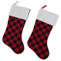 DII&reg; Red & Black Buffalo Check Holiday Stockings Set