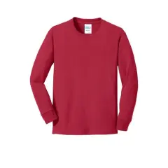 Port & Company&reg; Youth Long Sleeve Core Cotton T-Shirt Red