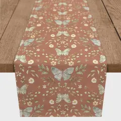 90" Butterfly Pattern Cotton Twill Runner Rust Orange