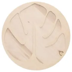 Leisure Arts&reg; 10" Circle with Monstera Leaf Welled Wood Surface