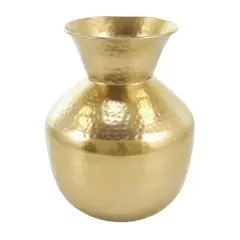 13" Gold Hammered Texture Metal Vase