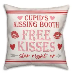 Cupid Kissing Booth Throw Pillow, 18" x 18"