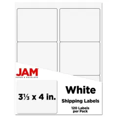JAM Paper Adhesive Shipping Labels, 3.33" x 4" White