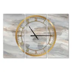 Designart Misty World Map Traditional 3 Panel Wall Clock