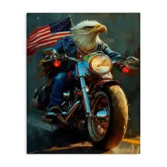 Stupell Industries Patriotic Eagle Motorcycle Canvas Wall Art