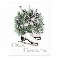 Skates Wreath Winter Wonderland 8x10 Tabletop Canvas