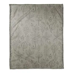 Green Fall Leaf Patterned Coral Fleece Blanket
