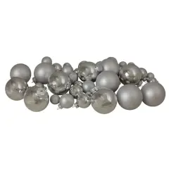 40ct. Shiny & Matte Silver Glass Ball Ornaments