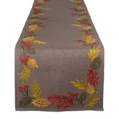 DII&reg; 108" Shimmering Leaves Embroidered Table Runner