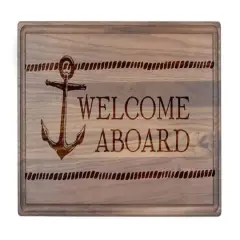 17" Welcome Aboard Walnut Wood Cutting Board