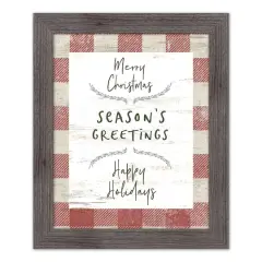 Red Buffalo Check Holiday Phrases Print in Western Gray Frame