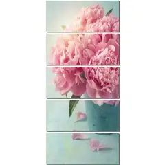 Designart - Pink Peony Flowers in Vase - Large Floral Wall Art Canvas