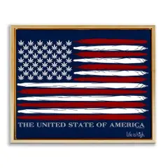 Stupell Industries Herb America Flag Floater Framed Art Gold