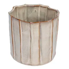 Hello Honey&reg; 5.5" Cream Round Stoneware Pleated Planter