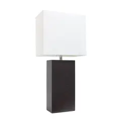 Lalia Home Lexington 21" Leather Home D&eacute;cor Table Lamp Espresso Brown