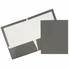 JAM Paper 9.5" x 11.5" Glossy Gray 2 Pocket School Presentation Folders, 12ct.