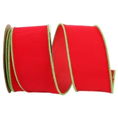 Reliant 2.5" x 10yd. Velvet Duro Domestic Wired Ribbon Hot Red/Lime