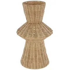 18" Brown Rattan Handmade Woven Tapered & Fluted Vase