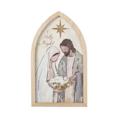 Glitzhome&reg; 19.75" Wooden Gold Foil Nativity Scene Wall Decor