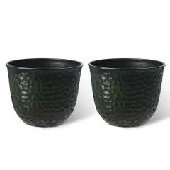 Glitzhome&reg; 15.25" Honeycomb Textured Green Faux Ceramic Plastic Planters, 2ct.