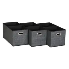 6 Pack Household Essentials 11" Fabric Storage Bins Black Mix