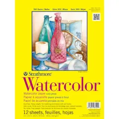 Strathmore Watercolor Paper Pad, 300 Series, Tape-Bound, 12 Sheets, 9" x 12"